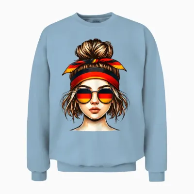 German Girl Deutsches Mädchen Deutschland Flagge Unisex Sweatshirt - Light Blue
