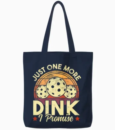 Pickleball Just One More Dink Retro Funny Tote Bags - Navy