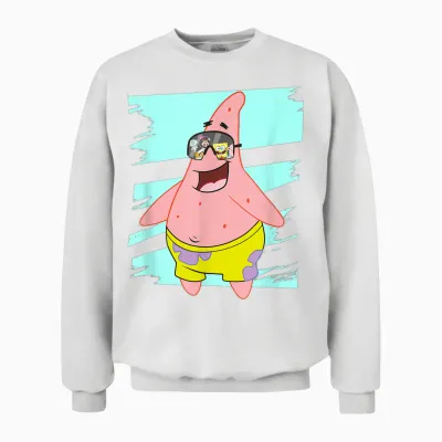 Mademark X Spongebob Squarepants - Patrick Star - Reflection in Sunglasses Unisex Sweatshirt - White
