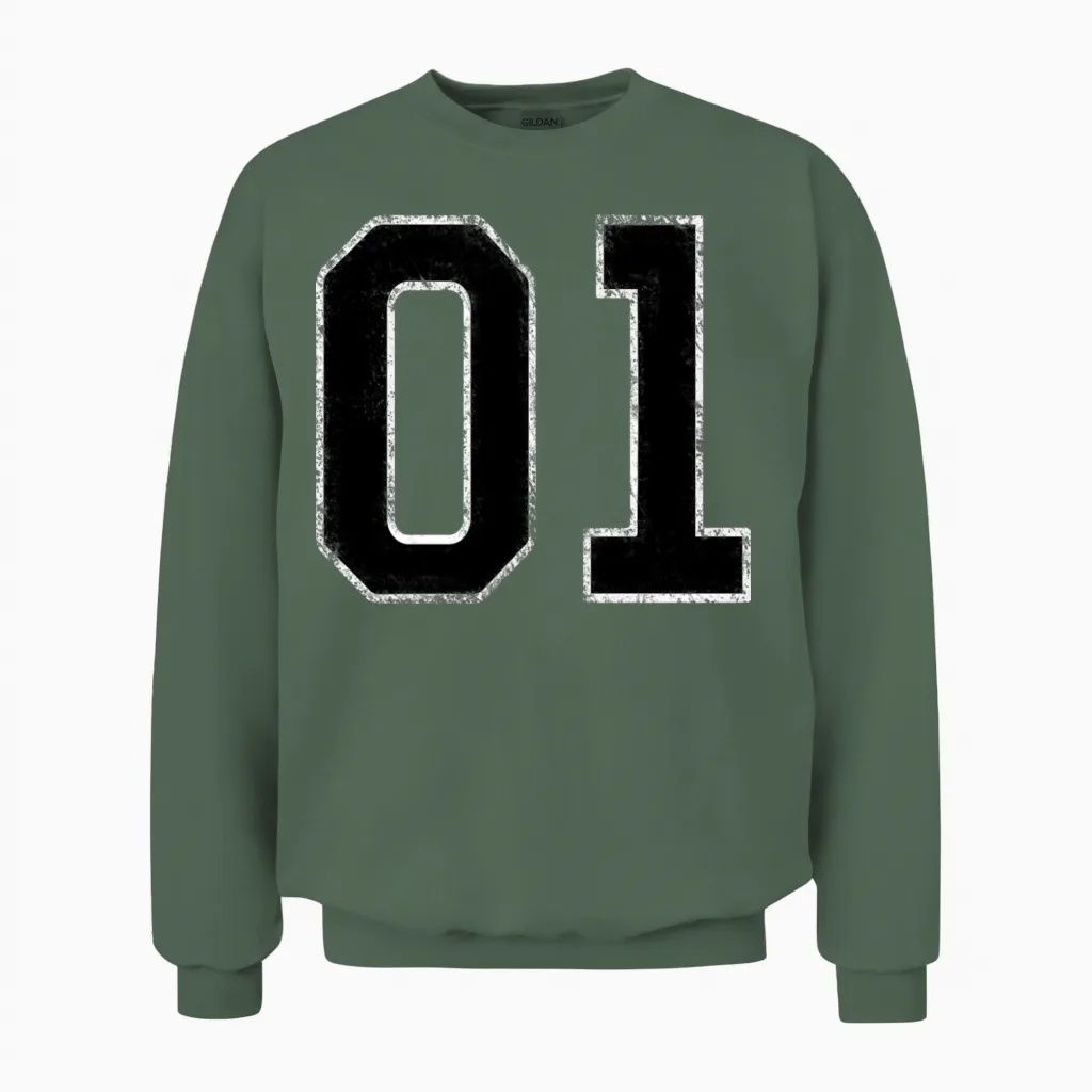 Lee 01 Orange Distressed Orange Graphic Unisex Sweatshirt in Military Green