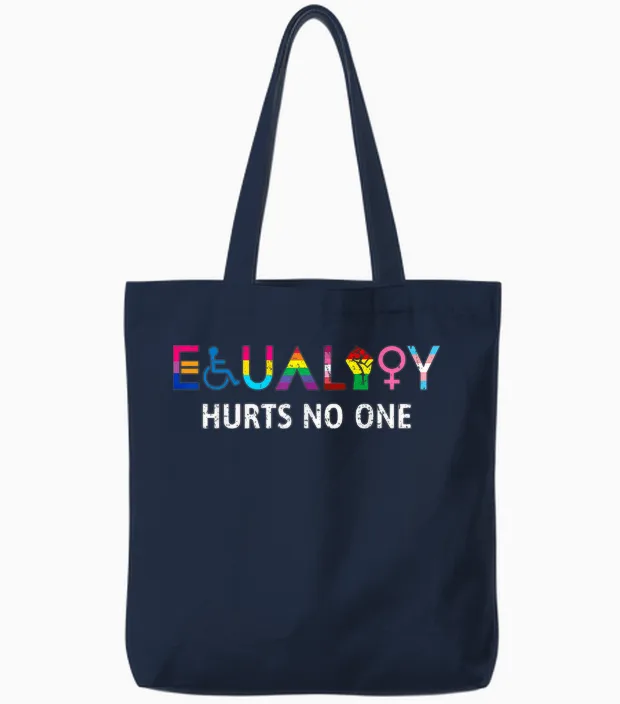 Lgbt Equality Hurts No One Pride Human Rights Men Women Kids T-Shirt, Black Tote Bags in Navy