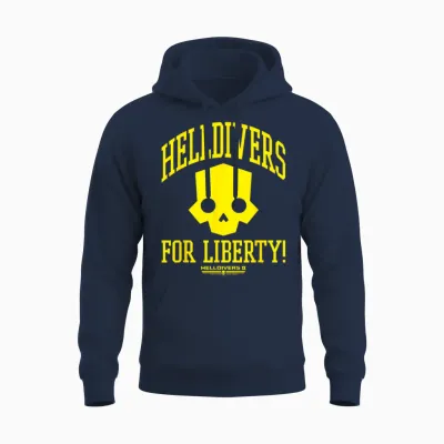 Helldivers 2 Sony Playstation Video Game for Liberty! Icon T-Shirt, Black, S Unisex Hoodie - Navy