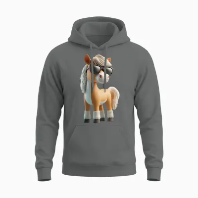 Cooles Pferdemotiv Mit Sonnenbrille Pferd Pony Unisex Hoodie - Graphite Heather