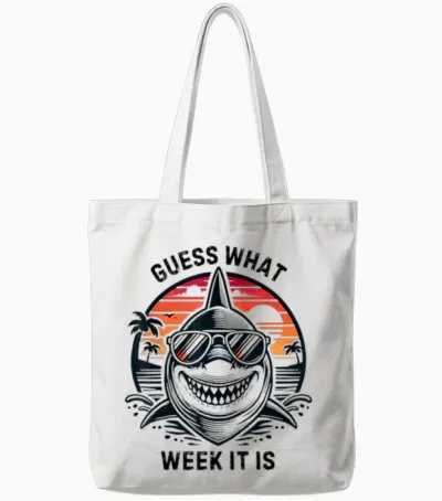 Vintage Shark 2025 Week Guess What Week It Is Shark Lover Tote Bags - White