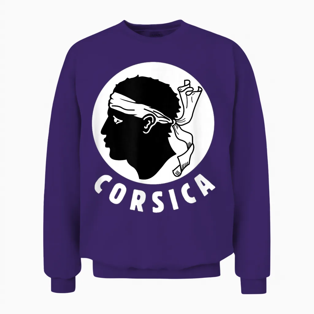 Corsica Corsica Lovers Moorish Head 2a 2b Gang Unisex Sweatshirt in Purple