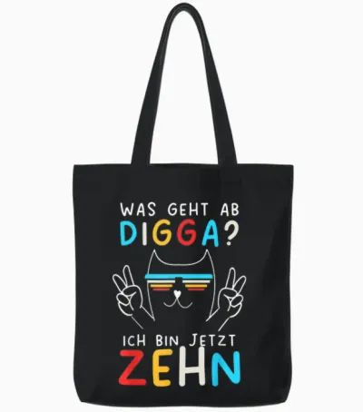 10 Years Birthday Boy Digga Ich Bin Zehn T-Shirt, Black Tote Bags - Black