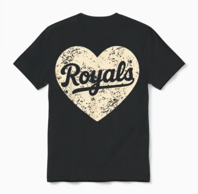 Retro Royals Heart Distressed Style Gift for Men Women Unisex T-Shirt - Black