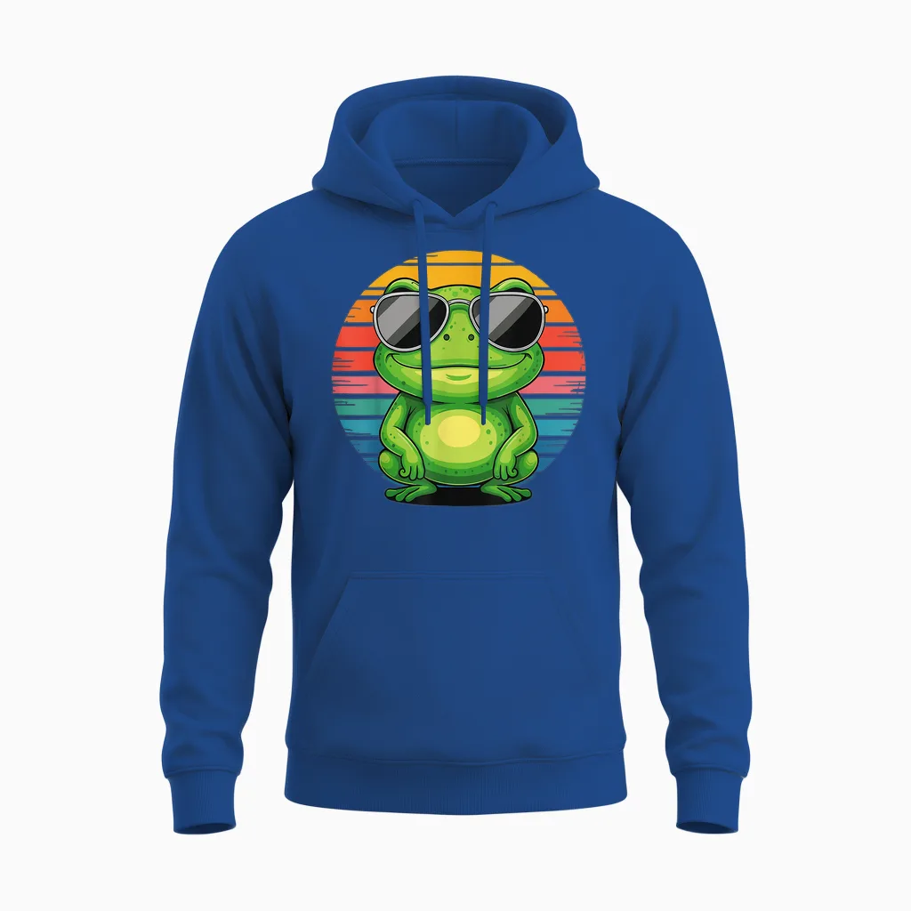 Retro Frosch Mit Sonnenbrille Frosch Vintage Style Unisex Hoodie in Royal