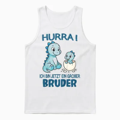 Children's Siblings Dino Baby Hurra Ich Bin Jetzt Ein Großer Bruder T-Shirt, Black, S Unisex Tank Top - White