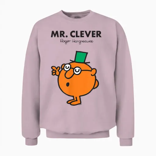 Mr. Men Mr. Clever Unisex Sweatshirt in Light Pink