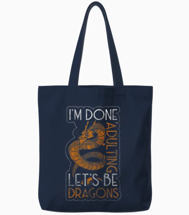 Dragon Black Chinese Dragon Tote Bags in Navy