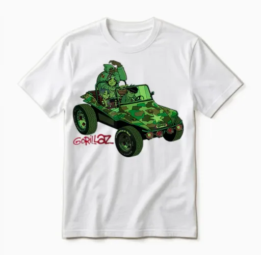 Gorillaz Geep Logo Reverse Unisex T-Shirt in White