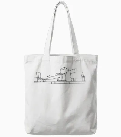 Guggenheim Museum Bilbao Tote Bags - White