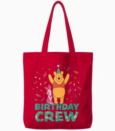 Disney Winnie the Pooh & Piglet Birthday Crew Party Matching Tote Bags - Red