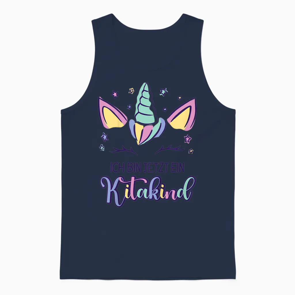 Kinder Kindergarten Ich Komme Einhorn Ich Bin Jetzt Ein Kita Kind Unisex Tank Top in Navy