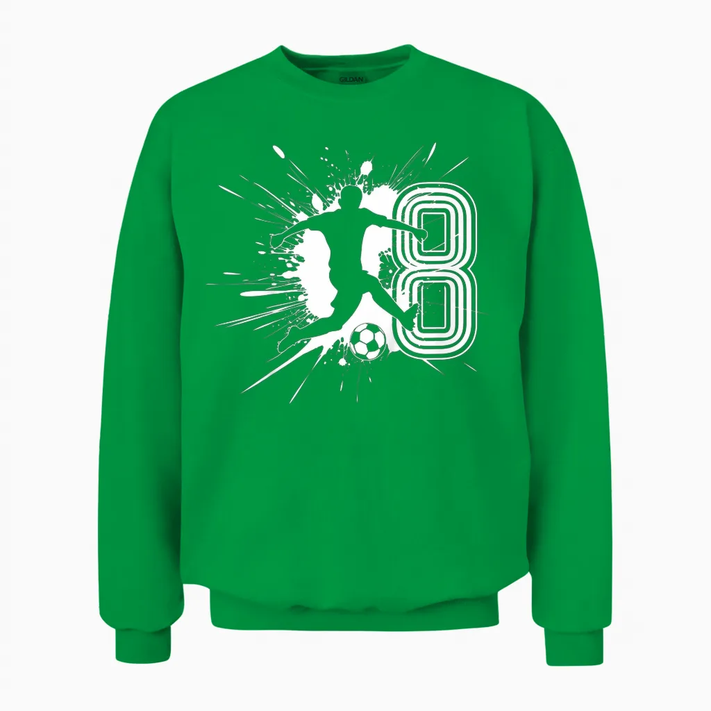 Kinder 8. Geburtstag Junge 8 Jahre Fussballer Fussball Geburtstags Unisex Sweatshirt in Irish Green