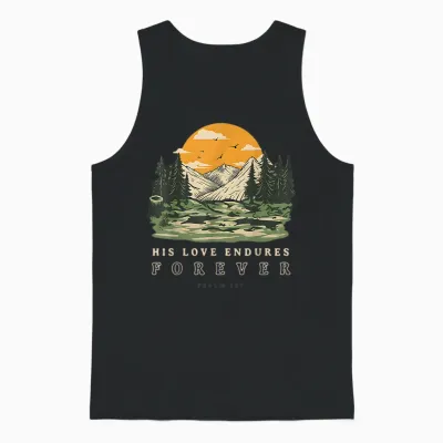 His Love Endures Forever Psaume 136 Verset Biblique Chrétien Unisex Tank Top - Black