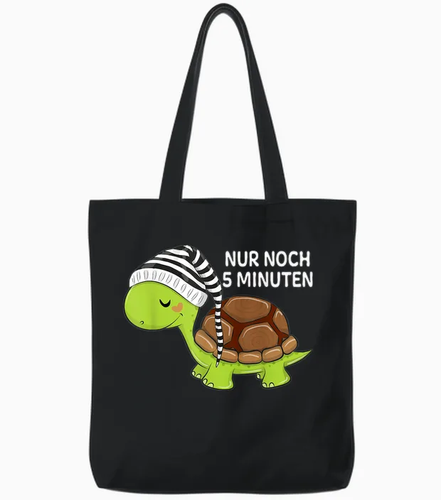Official Sleep Shirt Turtle Pyjamas Nightdress Tote Bags in Black