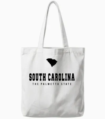 South Carolina Shape Tote Bags - White