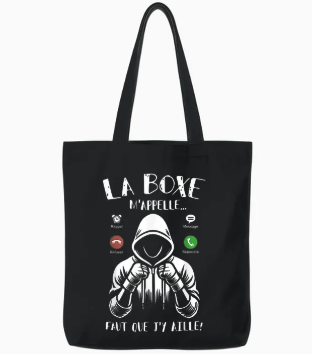 Boxing T-Shirt Man Boy Boxer Humour La Boxe M'appelle T-Shirt, Black, S Tote Bags in Black