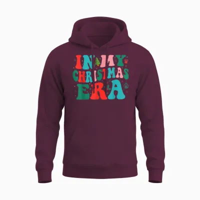 In My Christmas Era Cute Groovy Christmas Holiday Xmas Unisex Hoodie - Maroon
