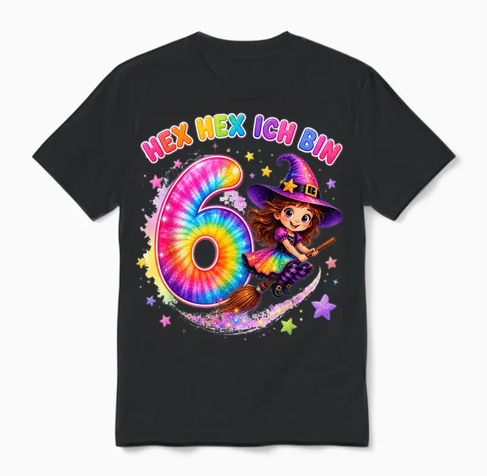 Hex Ich Bin 6 Hexen Geburtstag Geschenke Für Mädchen Unisex T-Shirt in Black