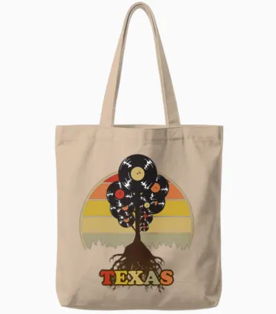 Texas Music Retro Tote Bags - Natural