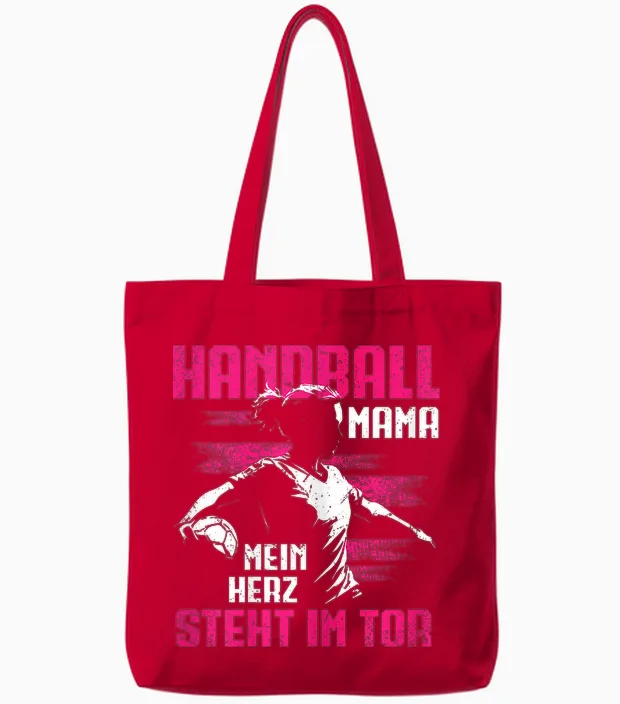 Handball Mama Mein Herz Steht Im Tor Handballer Torwart Tote Bags in Red