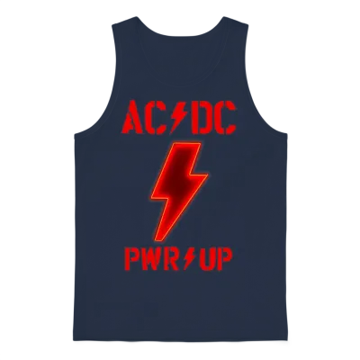Ac/dc Logo Design with Power Up Tracks Backprint Unisex Tank Top - Navy