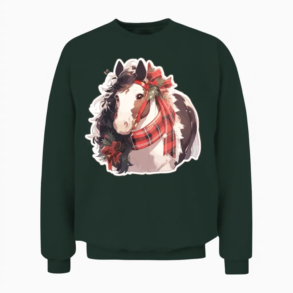 Horse Horses Christmas Riding Riding Sports Unisex Sweatshirt in Forest