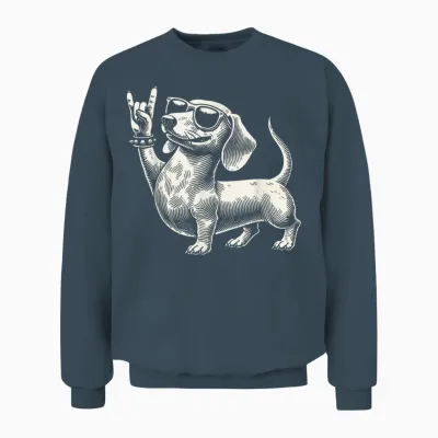Rock Music Funny Heavy Metal Dachshund Festival T-Shirt, Black Unisex Sweatshirt - Dark Heather