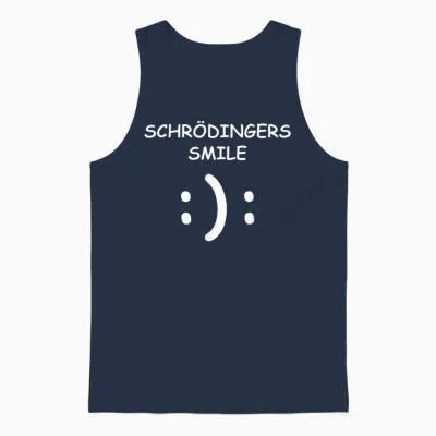 Physical Teacher Student Science Shirt Schrödingers Smile Physics T-Shirt, Black, S Unisex Tank Top - Navy