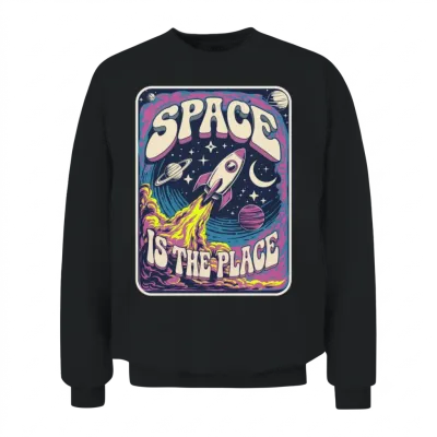 Rocket to Space | Retro Space Unisex Sweatshirt - Black
