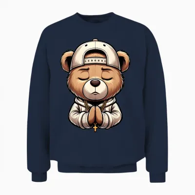 Prière Hip Hop Ours En Peluche Prière Chrétien Streetwear Prière Unisex Sweatshirt - Navy