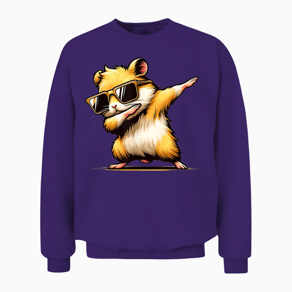 Lustiges Dab Tier Tanzender Dabbing Hamster Meme Unisex Sweatshirt in Purple