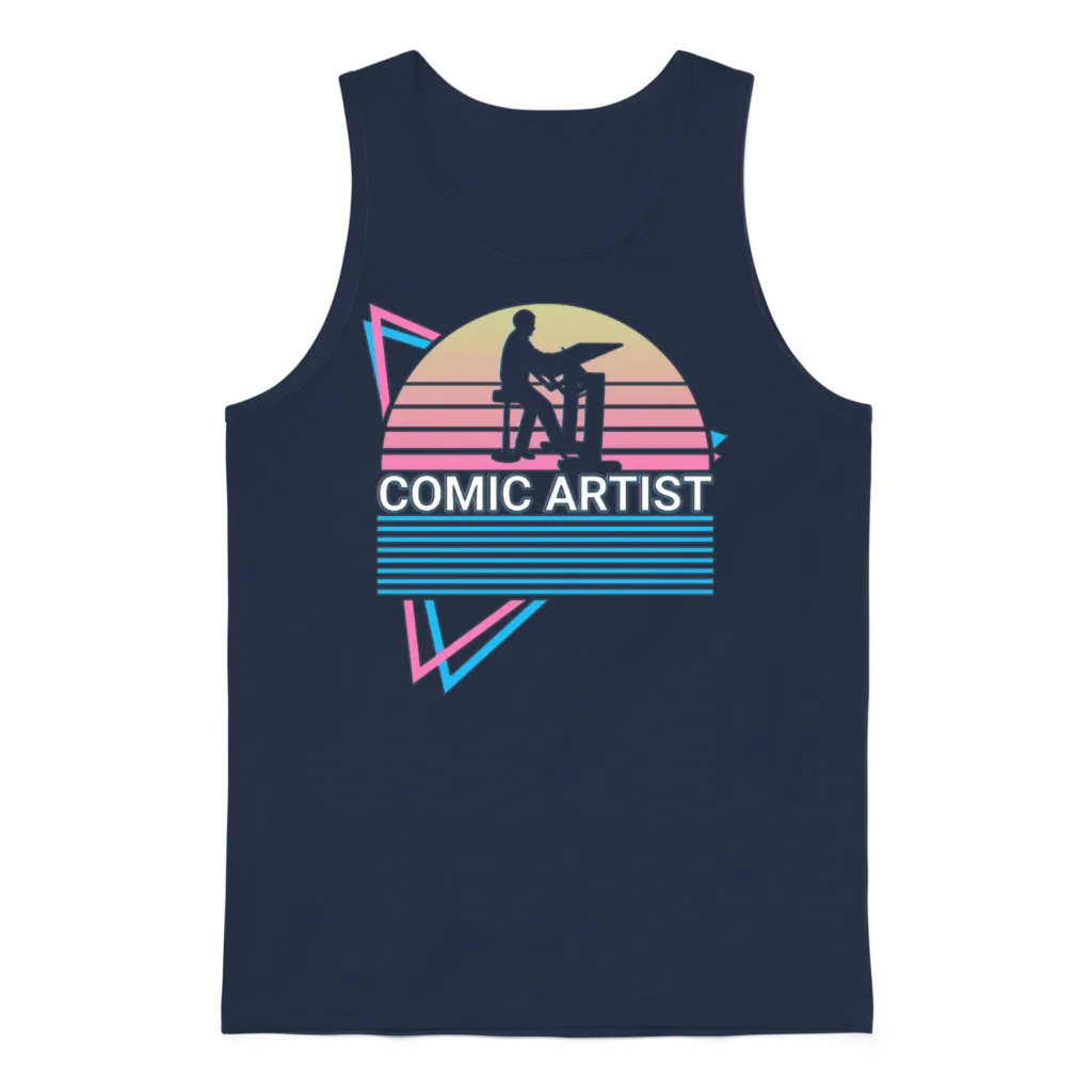 Comic Artist Retro Unisex Tank Top - Navy