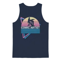 Comic Artist Retro Unisex Tank Top - Navy – 1