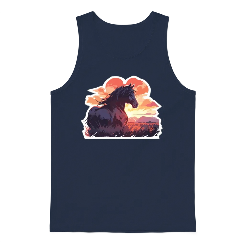 Rapping Horses Black Horse Riding Riders Unisex Tank Top - Navy