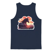 Rapping Horses Black Horse Riding Riders Unisex Tank Top - Navy – 1