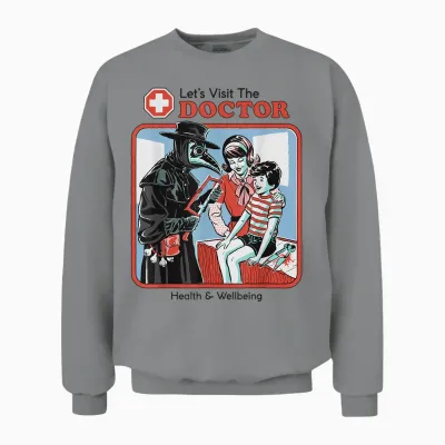 Let's Visit the Doctor Plague Retro Funny Adult Humor Unisex Sweatshirt - Sport Grey