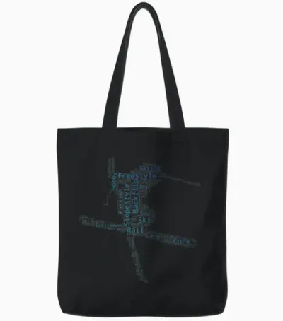 Ski Freestyle Children's Stunt Ski Boys Men Skier T-Shirt, Black Tote Bags - Black