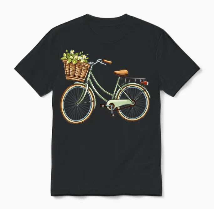 Ein Schöner Retro Fahrrad Mit Dem Blumen Korb Fahrrad Unisex T-Shirt in Black