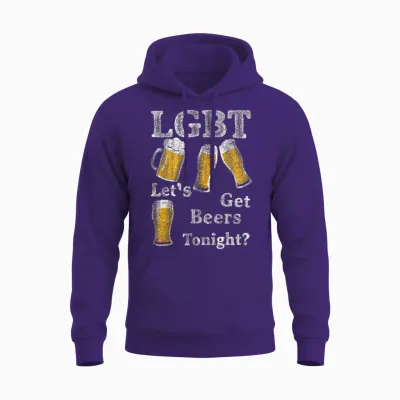 Lgbt Let's Get Beers Tonight Beer Funny Unisex Hoodie - Purple