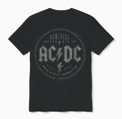 Official Ac/dc Rock N Roll Damnation Band Music Vintage Logo Unisex T-Shirt - Black