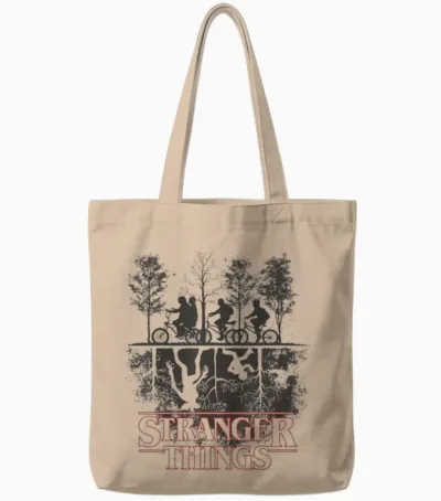 Stranger Things the Upside Down Logo Tote Bags - Natural