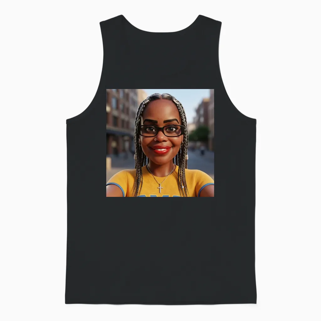 Urban Chic Braids Glasses Unisex Tank Top in Black