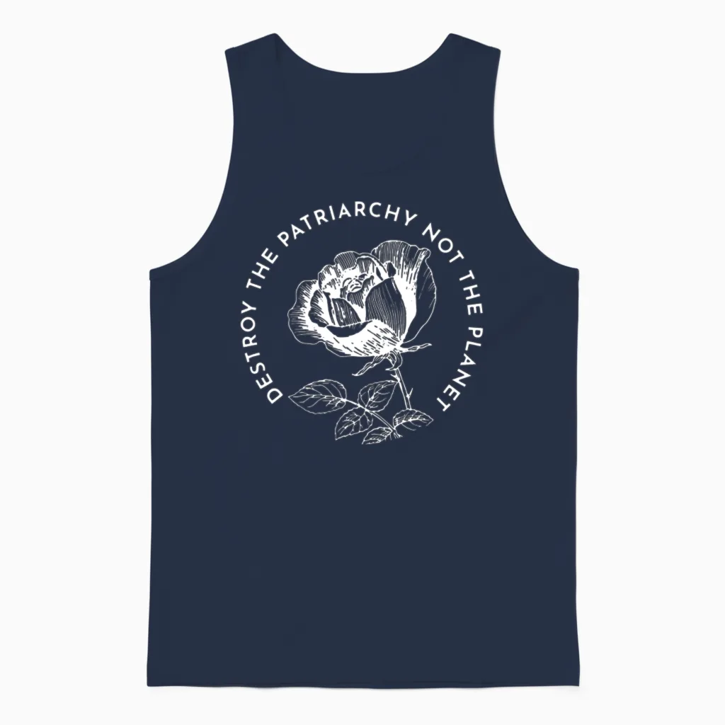 Retro Destroy the Patriarchy Not the Planet Unisex Tank Top - Navy