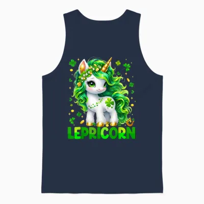 Lepricorn Cute Unicorn Shamrock St Patricks Girl Kid Unisex Tank Top - Navy