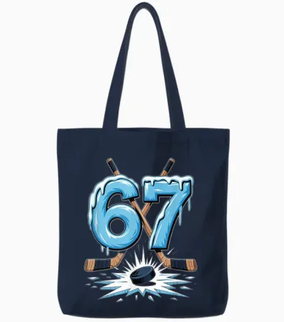 67 Six Seven Hockey Lovers Funny Meme Boys Men Women Tote Bags - Navy