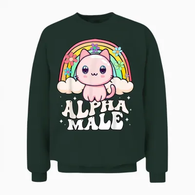 Alpha Männliche Katze Kätzchen Regenbogen Unisex Sweatshirt - Forest